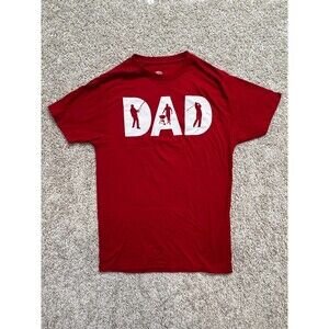 Dad Golf BBQ Funny Graphic T-Shirt Red Mens Size S Casual Short Sleeve 👍